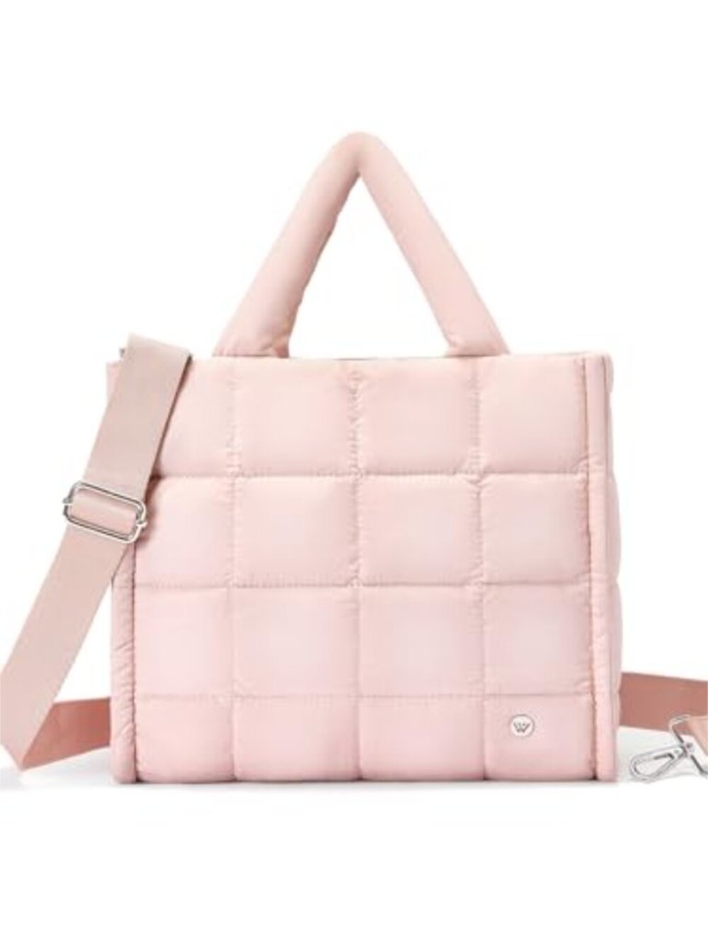 Quilted Puffer Crossbody Bag Nylon Weekender Tote Adjustable Strap